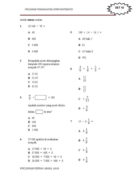 Contoh Soalan Math Ukm Tingkatan 1 Image